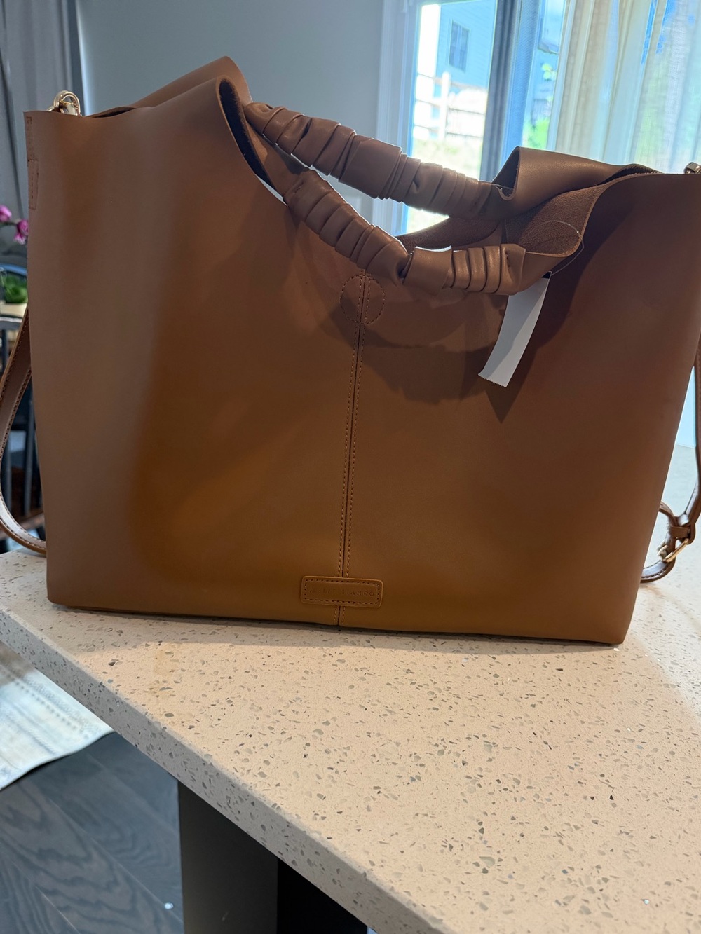 Melie Bianco Cognac Wrapped-Handle Tote hobo bag